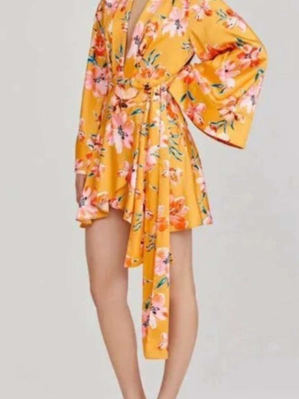 Significant Other Zoe Floral Wrap Mini Dress in Hibiscus Bouquet NWT